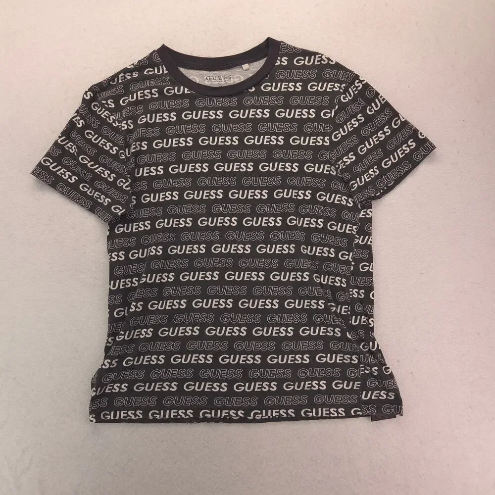 Guess Casual Graphic Short Sleeve Crew Neck T Shirt Mens Size Medium M Black - Picture 2 of 9